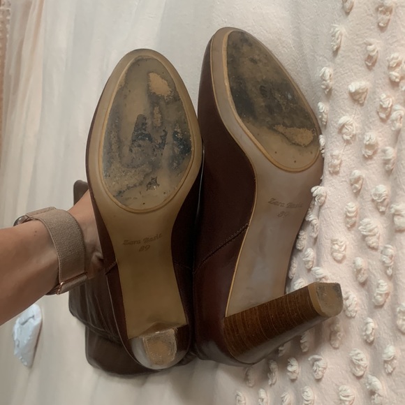 Zara Dark Brown Chocolate Leather Boots, size 8 US / 39 EU - Picture 5 of 12